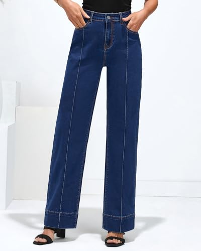 luvamia High Waisted Jeans for Women Blue Pants Women Womens Wide Leg Pants Wide Leg Jeans Women High Waisted Baggy Jeans Wide Leg Jeans for Women High Waist Size Small Size 4 6