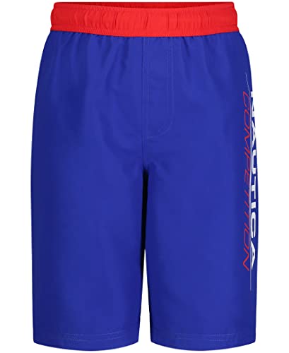 Nautica Boys' Swim Trunk with UPF 50+ Sun Protection, Vert Logo J Navy, 14-16