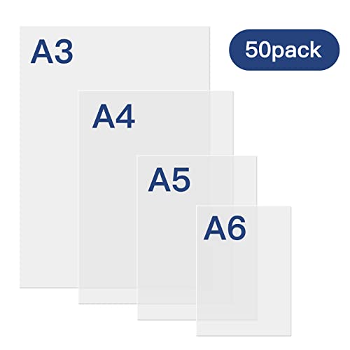 MAXDONE Premium Clear Thermal Laminating Pouches 50-Pack Laminating Sheets for Laminator A3 A4, 3 Mil（80 Mic）Thickness for Extra Protection
