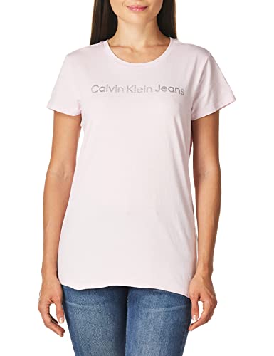 Calvin Klein Jeans Women's Plus Size Short Sleeve Iconic Tee, Iced Pink, 1X