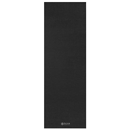 Gaiam Essentials Premium Yoga Mat with Carrier Sling, Black, 72 InchL x 24 InchW x 1/4 Inch Thick