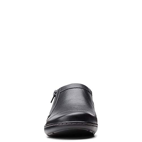 Clarks womens Cora Giny Loafer Flat, Black Tumbled/Smooth Leather, 7.5 US