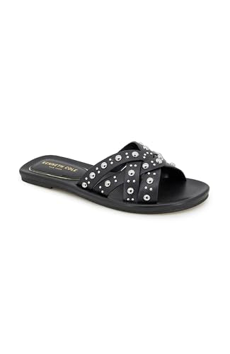 Kenneth Cole Women's Women's JULA Stud Flat Sandal, EGRET, 10