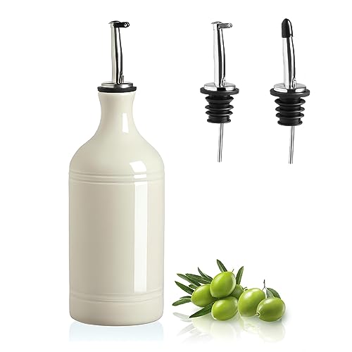 Sweejar Large Ceramic Olive Oil Dispenser Bottle, Opaque Oil Cruet Protects Oil to Reduce Oxidation, Suitable for Storage Oil, Vinegar, Soy Sauce & Other Liquids, Pack of 1, 24 Fl Oz (Turquoise)