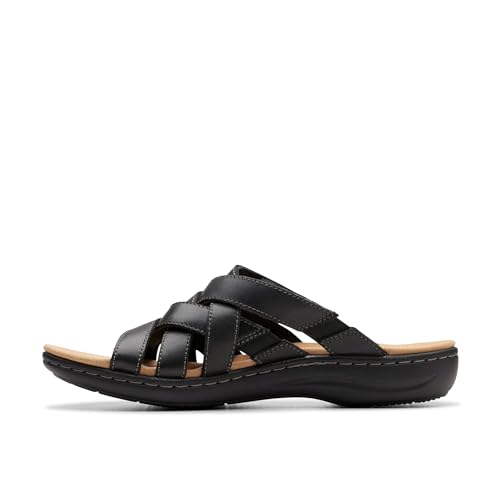 Clarks Women's Laurieann Bali Slide Sandal, Black Leather, 8