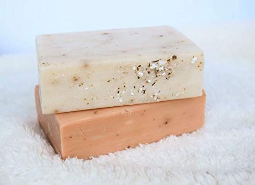 Exfoliating Bar Soap Combo Set By Olivia Care - Rose Himalayan Salt + Lavender Latte- All Natural & Organic - Moisturize, Detoxify, Hydrate - Makes Skin Soft & Silky - 2 X 8 OZ