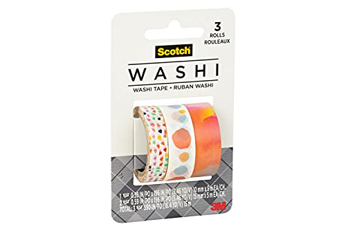 Scotch Washi Tape, Summer Design, 5 Rolls, Great for Bullet Journaling, Scrapbooking and DIY Décor (C1017-5-P4)