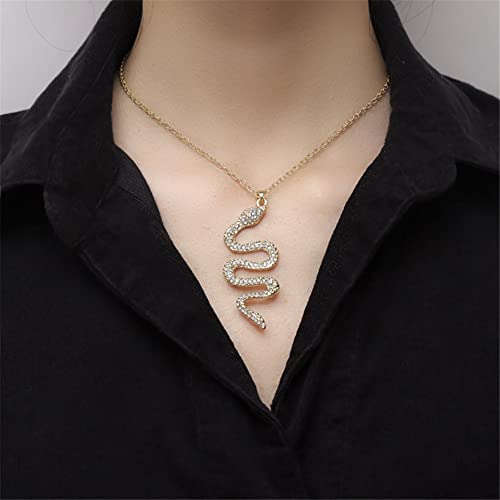 Snake Necklace for Women Men Colorful Zirconia Rhinestone Cobra Snake Animal Pendant Necklace Cool Snake Jewelry