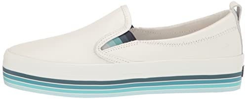 Sperry Women's Crest Twin Gore Platform Boat Shoe, White Stripe, 11