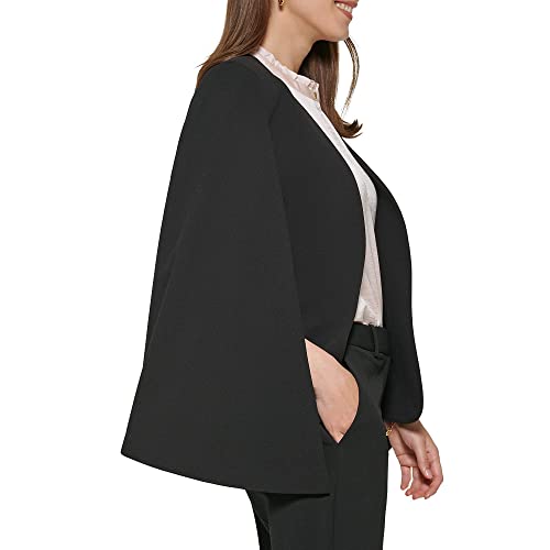 DKNY Women's Standard Open Front Blazer Cape, Black, XS