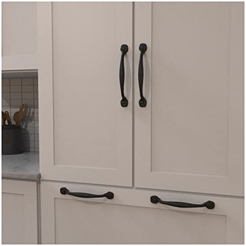 Hickory Hardware Solid Core Kitchen Cabinet Pulls, Luxury Cabinet Handles, Hardware for Doors & Dresser Drawers, 12 Inch Hole Center, Black Iron, Refined Rustic Collection