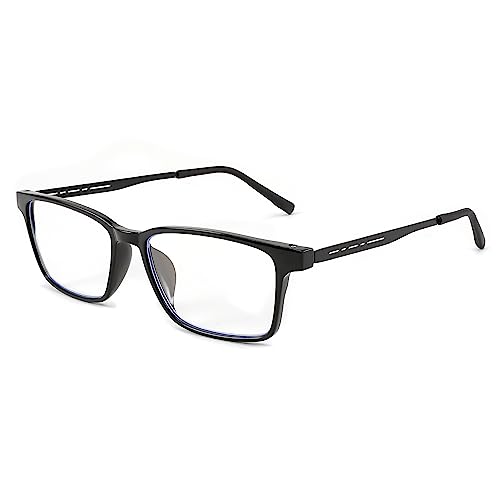 FEISEDY Lightweight TR90 Flexible Titanium B Rectangle Reading Glasses Anti-Blue Light Eyeglass B0018 Black 1.0x