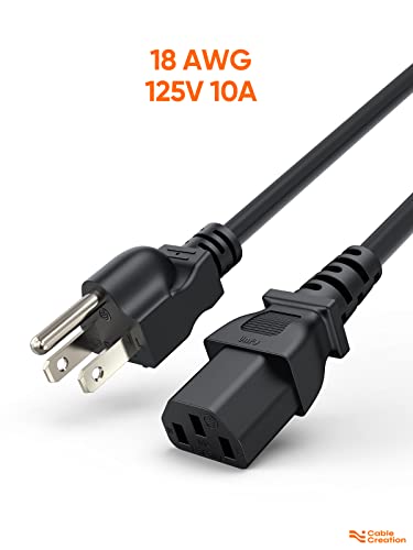 CableCreation [2-Pack] 1 Feet 18 AWG Universal Power Cord for NEMA 5-15P to IEC320C13 Cable, 0.3M / Black