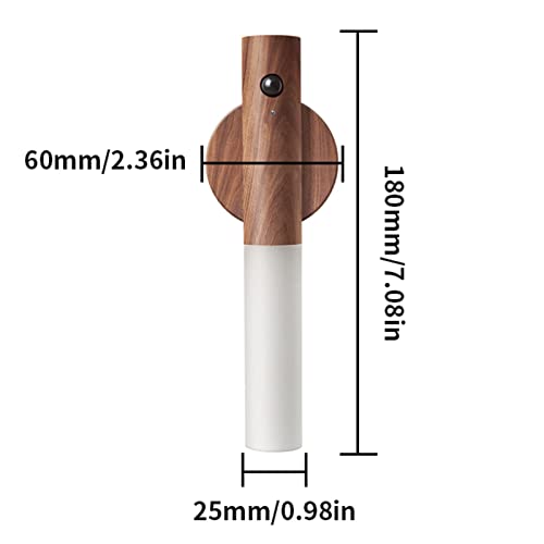 LANDGOO Motion Sensor Night Lights Magnet Body Sensor Hallway, Rechargeable Led Light Portable Stairway, Wooden Wall Sconce Battery Powered Cabinet Lights(Walnut Wood 1PC)