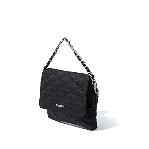 Baggallini Womens Flap Crossbody With Chain, Black Quilt, One Size US