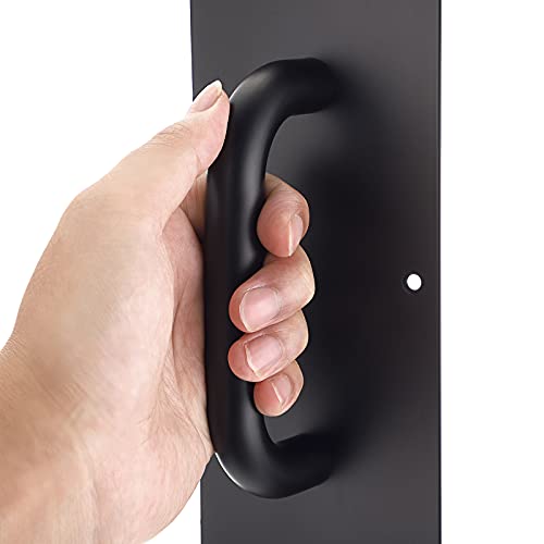 Sumnacon 2 Sets 12 Inch Stainess Steel Door Handles - Sturdy Door Pull Push Plates with Screws,Solid Pull Push Handles for Home Office Public, Black