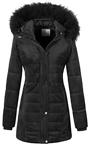 Chrisuno Long Winter Coats For Women Puffer Coat Faux Fur Womens Jackets With Hood Women's Insulated Jacket Thick Warm Parka Purple 2XL