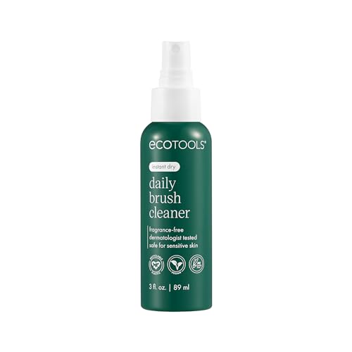 EcoTools Daily Makeup Brush Cleanser Spray, Quick Drying, Fragrance Free & Dermatologist Tested, Travel Size, TSA Approved, Cruelty-Free & Vegan 3 fl oz./89 ml. Bottle