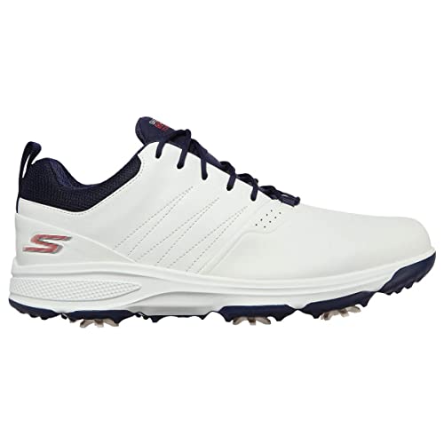 Skechers Men's Go Torque Pro Waterproof Golf Shoe Sneaker, White/Navy, 11