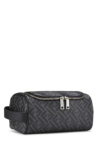 Fendi, Pre-Loved Black Zucca Coated Canvas Travel Pouch, Black