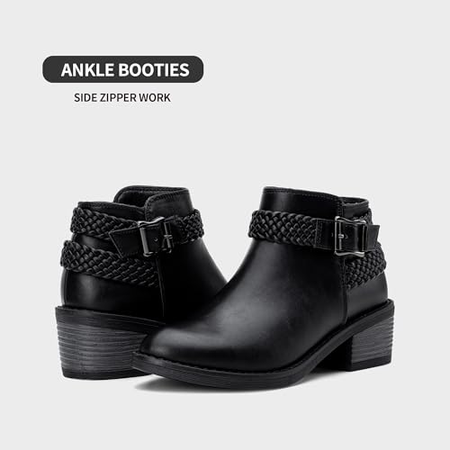 Jeossy Women's 9616 Ankle Boots, Low Heel Short Fall Booties, Black Nubuck, Size 6.5 US-with Side Zipper(DJY9616 blacknubuck 06.5)