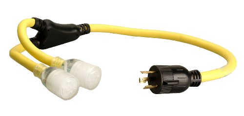 Coleman Cable 01914 3-Feet 10/3 Generator Power Cord Adapter; L5-30P to (2) L5-20R