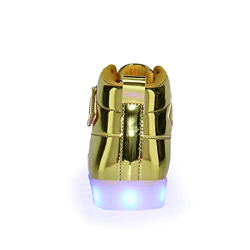 Voovix Kids LED Light Up Shoes USB Charging Flashing High-top Sneakers for Boys and Girls Child Unisex(White,US4.5/CN37)