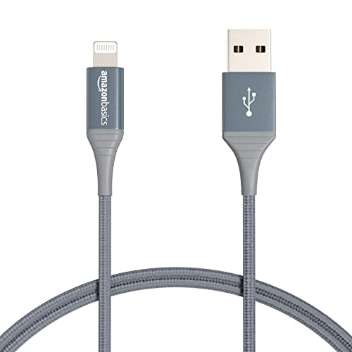 Amazon Basics USB-A to Lightning Charger Cable, Nylon Braided Cord, MFi Certified Charger for Apple iPhone 14 13 12 11 X Xs Pro, Pro Max, Plus, iPad, 10,000 Bend Lifespan, 6 Foot, Rose Gold