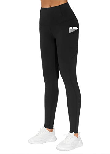 THE GYM PEOPLE Thick High Waist Yoga Pants with Pockets, Tummy Control Workout Running Yoga Leggings for Women (X-Large, Black)