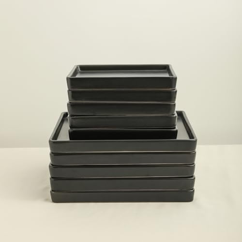 Stone Lain Grace Square Stoneware Dinnerware Set, 12 Piece Service For 4, Plates and Bowls Dish Set, Black