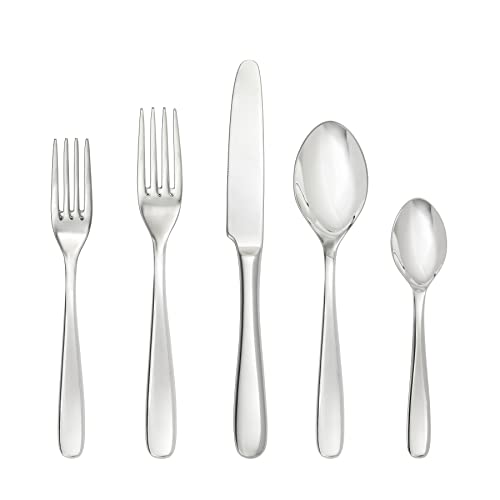 Fortessa Grand City 18/10 Stainless Steel Flatware, 5 Piece Place Setting, Service for 1 , Silver -