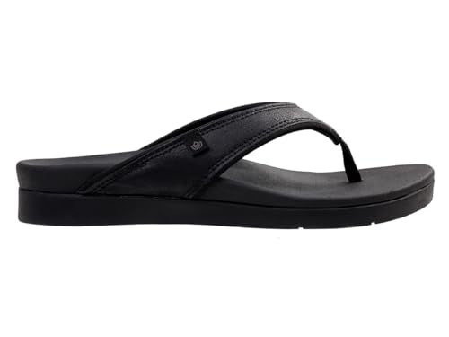 Spenco Women's Shoreline Dusted Metallic Flip-Flop, Black, 8 Wide