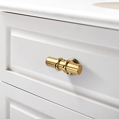 Susenya T Shaped Shower Door Knob, T Knobs for Cabinets,Single Hole T Bar Cabinet Pulls,1.97" Length,with Screws,Aluminum Alloy,Gold,2Pcs