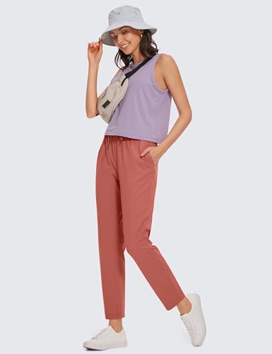 CRZ YOGA Womens 4-Way Stretch 7/8 Ankle Golf Pants Work Sweatpants Dress Yoga Travel Casual Lounge Workout Trousers Pockets Briar Rose X-Small