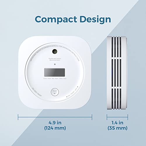 AEGISLINK Smoke and Carbon Monoxide Detector 10-Year Lifespan with Replaceable Battery, Photoelectric Fire Alarm and Electrochemical CO Alarm with Test/Silence Button, SC200, 1-Pack