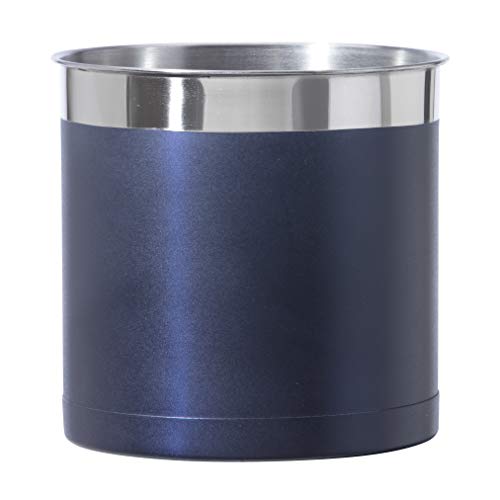 Oggi Stainless Steel Jumbo Utensil Holder - 7" Utensil Caddy, Weighted Base for Stability - Extra Large Utensil Crock and Countertop Utensil Organizer, Blue