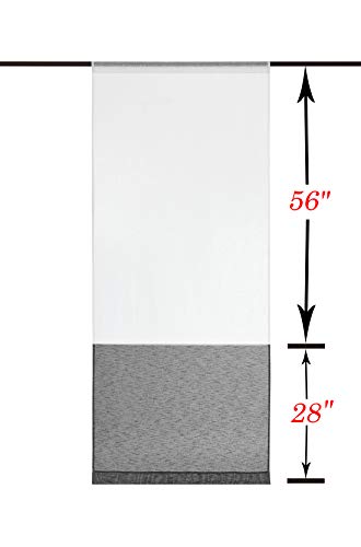 Central Park Black and White Stripe Sheer Color Block Window Curtain Panel Linen Drape Treatment for Bedroom Living Room Farmhouse 84 inches Long with Rod Pocket,2 Panel Rustic Living Panels
