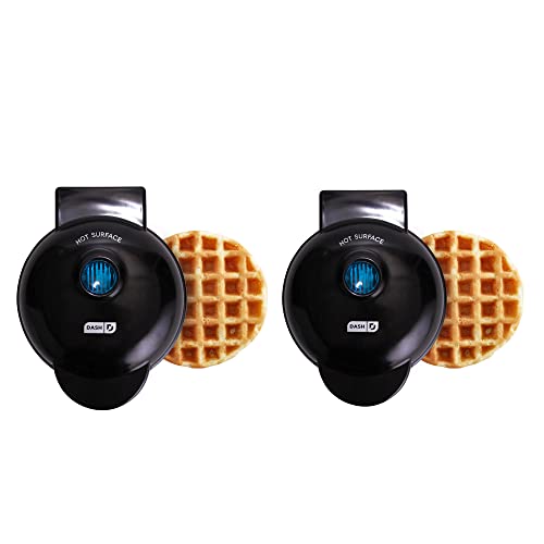 DASH DMW002AQ Mini Waffle Maker (2 Pack) for Individual Waffles Hash Browns, Keto Chaffles with Easy to Clean, Non-Stick Surfaces, 4 Inch, Aqua