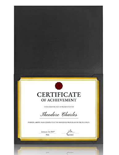 GNL Certificate Holders - 25 Packs Black Diploma Holders, Certificate Covers with Gold Foil Border, for Letter Size 8.5 x 11 Certificate Paper, Award, Graduation, Documents