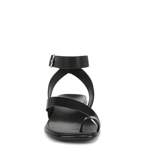 Naturalizer Womens Birch Strappy Flat Sandal Black Leather 10 M