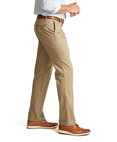 Dockers Men's Straight Fit Signature Lux Cotton Stretch Khaki Pant, Charcoal Heather, 33W x 32L