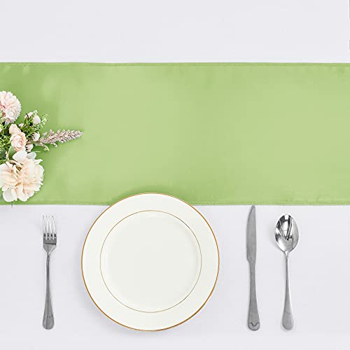 10-Pack Yellow Satin Table Runner 12 x 108 Inch Long Bright and Smooth Silk Fabric Table Runner for Wedding Banquet Birthday Party Decoration