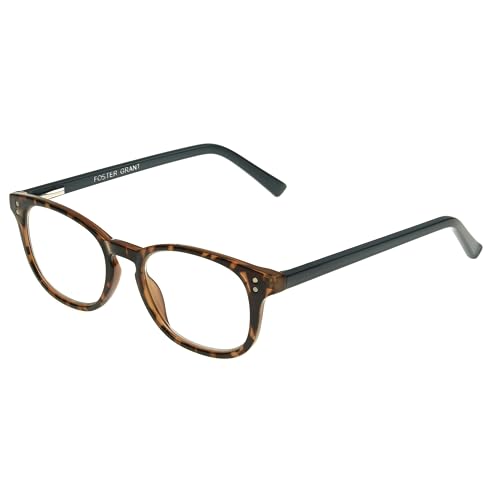 Foster Grant Women's Elodie Round Reading Glasses, Brown Tortoise/Transparent, 59 mm + 1