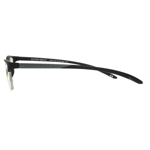 Foster Grant Men's Paolo Square Reading Glasses, Black/Transparent, 59 mm + 1.25