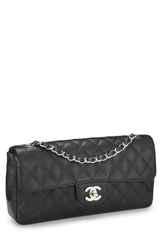 Chanel, Pre-Loved Black Caviar Leather East West Flap Medium, Black