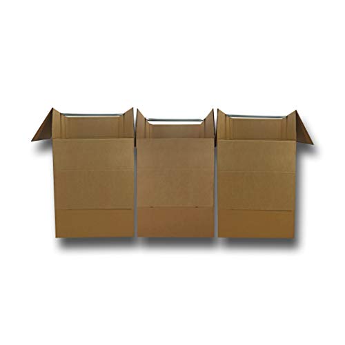 Amazon Basics Wardrobe Clothing Moving Boxes with Bar, 3 Pack, Brown, 20" x 20" x 34"