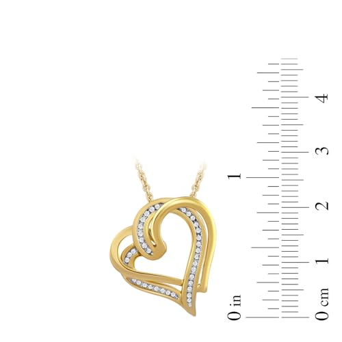 Amazon Collection women Sterling Silver Diamond Double Heart Pendant Necklace (1/10 cttw), 18"