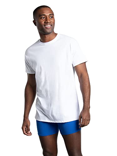 Fruit of the Loom Men's Stay Tucked Crew T-Shirt - Large - White (Pack of 6)