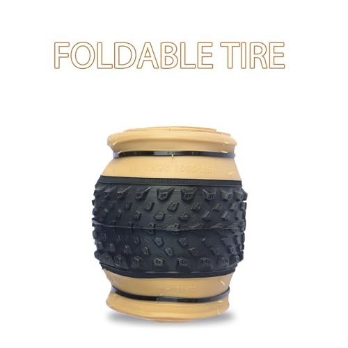 NO.191-1 Pack Moutain Bike Tires 20 Inch Folding Replacement Tire for MTB Mountain Bicycle，Brown Wall