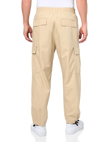 HUGO Relaxed Fit Cotton Twill Joggers Beige Small